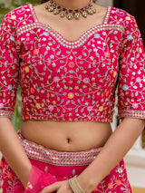 Pink Satin Embroidery Lehenga Choli with Dupatta | Bridal Party Stylish Wedding Lehenga Choli for women Trendmalls