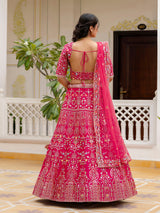 Pink Satin Embroidery Lehenga Choli with Dupatta | Bridal Party Stylish Wedding Lehenga Choli for women Trendmalls