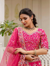 Pink Satin Embroidery Lehenga Choli with Dupatta | Bridal Party Stylish Wedding Lehenga Choli for women Trendmalls