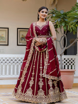 Women's Art Silk Embroidery Sequin work Lehenga Choli with Dupatta-SemiStitch | Stylish Wedding Lehenga Choli for women Trendmalls