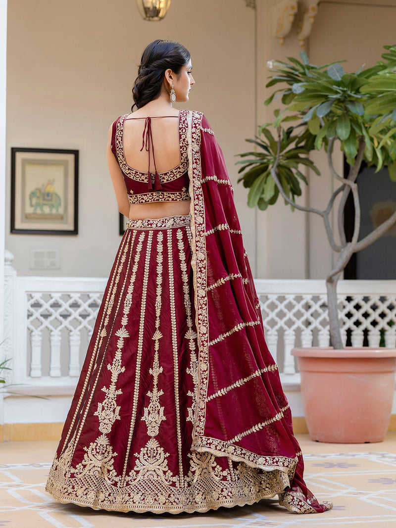 Women's Art Silk Embroidery Sequin work Lehenga Choli with Dupatta-SemiStitch | Stylish Wedding Lehenga Choli for women Trendmalls