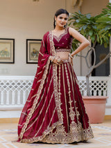 Women's Art Silk Embroidery Sequin work Lehenga Choli with Dupatta-SemiStitch | Stylish Wedding Lehenga Choli for women Trendmalls