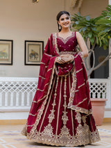 Women's Art Silk Embroidery Sequin work Lehenga Choli with Dupatta-SemiStitch | Stylish Wedding Lehenga Choli for women Trendmalls