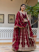 Women's Art Silk Embroidery Sequin work Lehenga Choli with Dupatta-SemiStitch | Stylish Wedding Lehenga Choli for women Trendmalls