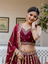 Women's Art Silk Embroidery Sequin work Lehenga Choli with Dupatta-SemiStitch | Stylish Wedding Lehenga Choli for women Trendmalls