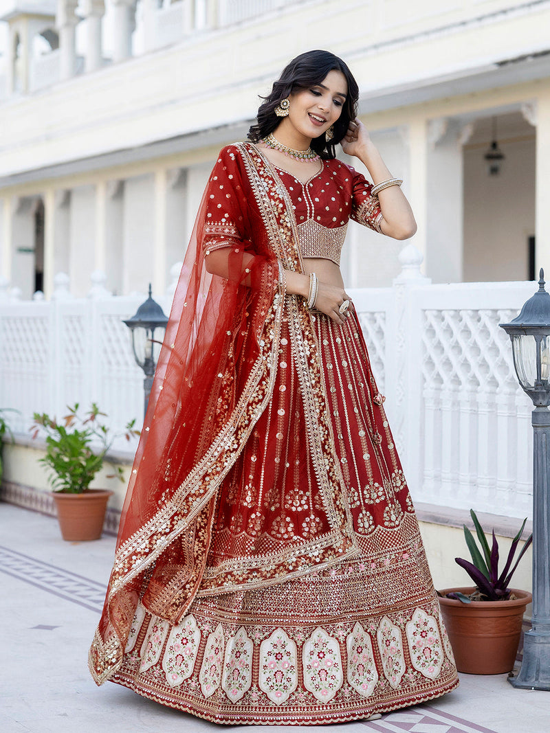 Women's Satin Embroidery Lehenga Choli with Dupatta | Bridal Party Stylish Wedding Lehenga Choli for women Trendmalls