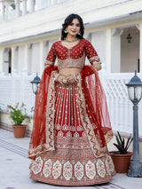 Women's Satin Embroidery Lehenga Choli with Dupatta | Bridal Party Stylish Wedding Lehenga Choli for women Trendmalls