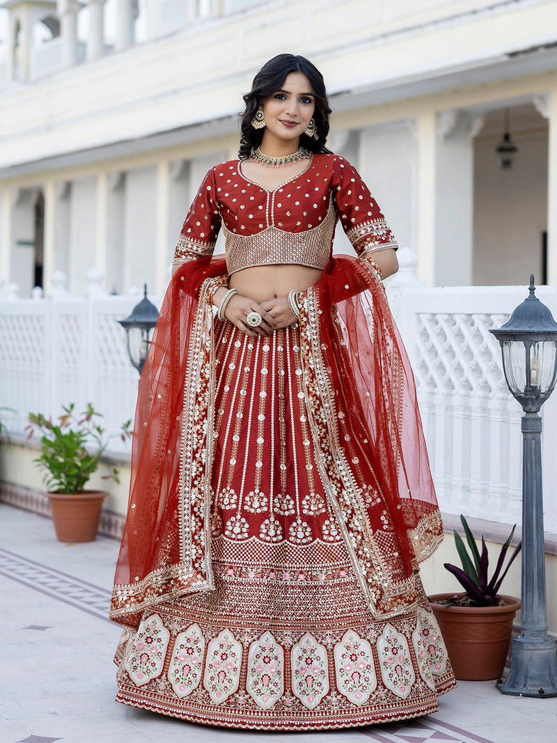 Women's Satin Embroidery Lehenga Choli with Dupatta | Bridal Party Stylish Wedding Lehenga Choli for women Trendmalls