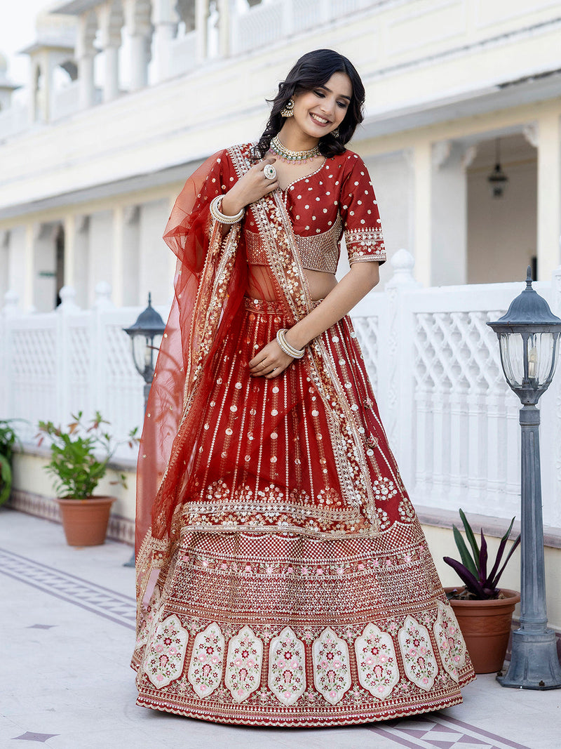 Women's Satin Embroidery Lehenga Choli with Dupatta | Bridal Party Stylish Wedding Lehenga Choli for women Trendmalls