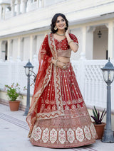 Women's Satin Embroidery Lehenga Choli with Dupatta | Bridal Party Stylish Wedding Lehenga Choli for women Trendmalls