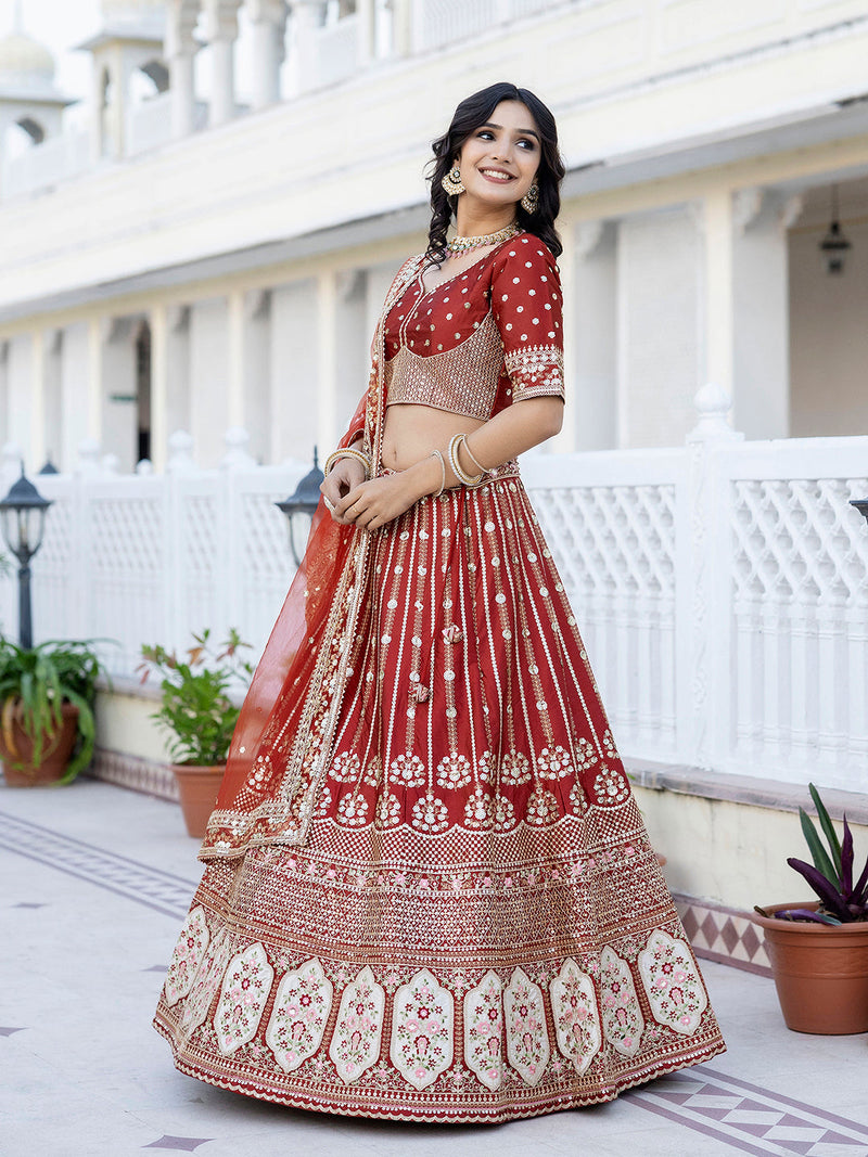 Women's Satin Embroidery Lehenga Choli with Dupatta | Bridal Party Stylish Wedding Lehenga Choli for women Trendmalls