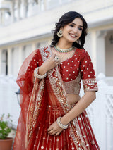 Women's Satin Embroidery Lehenga Choli with Dupatta | Bridal Party Stylish Wedding Lehenga Choli for women Trendmalls