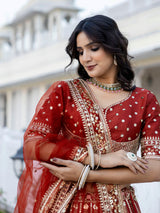 Women's Satin Embroidery Lehenga Choli with Dupatta | Bridal Party Stylish Wedding Lehenga Choli for women Trendmalls