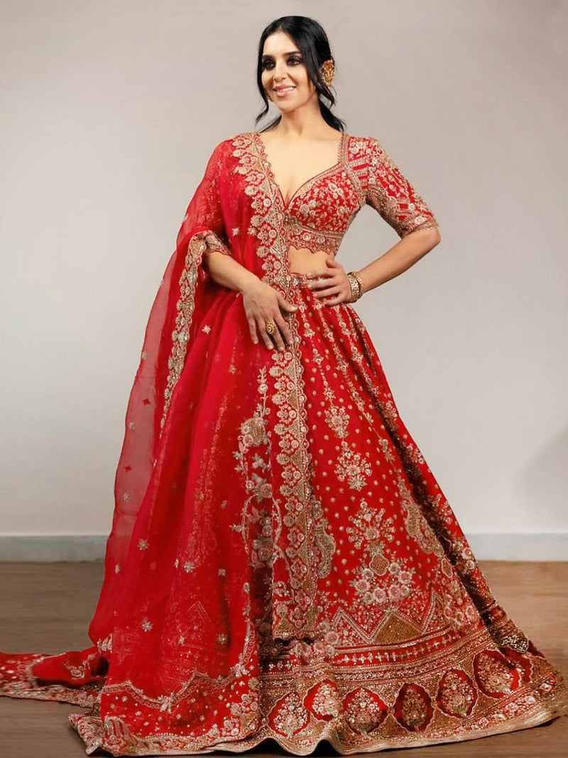 Satin Embroidery Lehenga Choli with Dupatta | Bridal Party Stylish Wedding Lehenga Choli for women Trendmalls