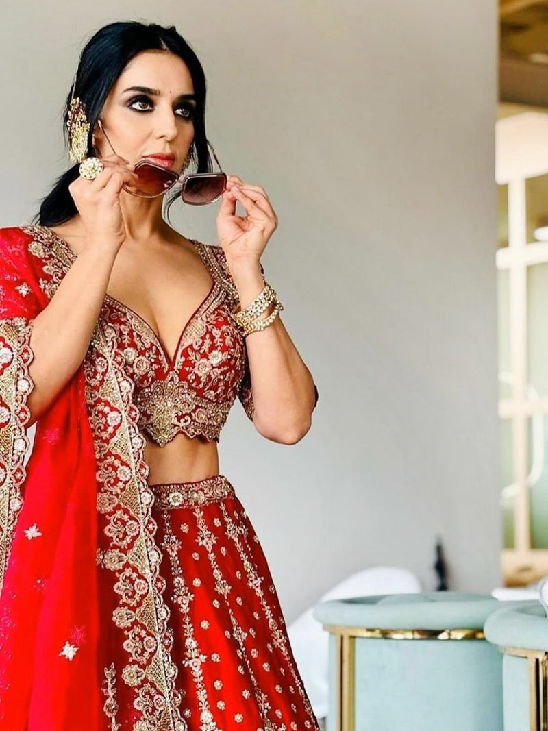 Satin Embroidery Lehenga Choli with Dupatta | Bridal Party Stylish Wedding Lehenga Choli for women Trendmalls