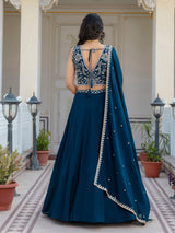 Morpeach Georgette Plain Lehenga with Embroidery work Choli Dupatta Set Trendmalls