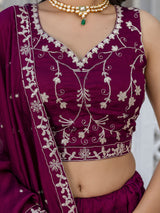 Purple Art Silk Embroidery Sequin work Lehenga Choli with Dupatta-SemiStitch | Stylish Wedding Lehenga Choli for women Trendmalls
