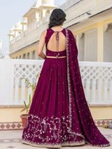 Purple Art Silk Embroidery Sequin work Lehenga Choli with Dupatta-SemiStitch | Stylish Wedding Lehenga Choli for women Trendmalls