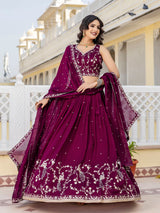 Purple Art Silk Embroidery Sequin work Lehenga Choli with Dupatta-SemiStitch | Stylish Wedding Lehenga Choli for women Trendmalls