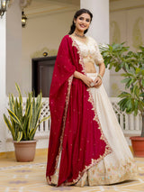 Offwhite Art Silk Embroidery Sequin work Lehenga Choli with Dupatta-SemiStitch | Stylish Wedding Lehenga Choli for women Trendmalls