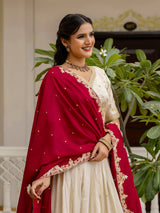 Offwhite Art Silk Embroidery Sequin work Lehenga Choli with Dupatta-SemiStitch | Stylish Wedding Lehenga Choli for women Trendmalls