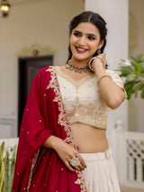 Offwhite Art Silk Embroidery Sequin work Lehenga Choli with Dupatta-SemiStitch | Stylish Wedding Lehenga Choli for women Trendmalls