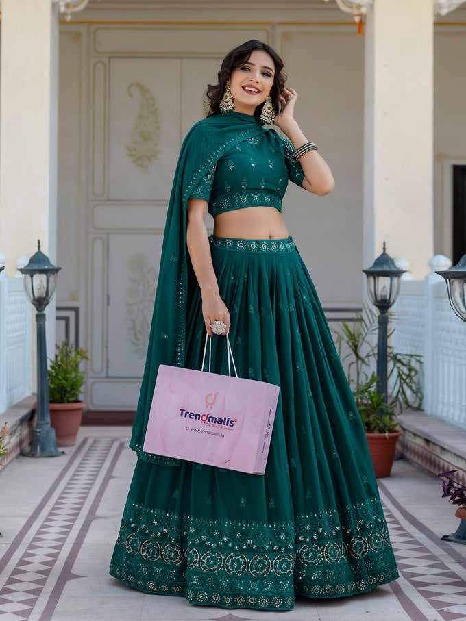 Women's Georgette Embroidery Lehenga Choli with Dupatta | Bridal Wedding Lehenga Choli for women Trendmalls