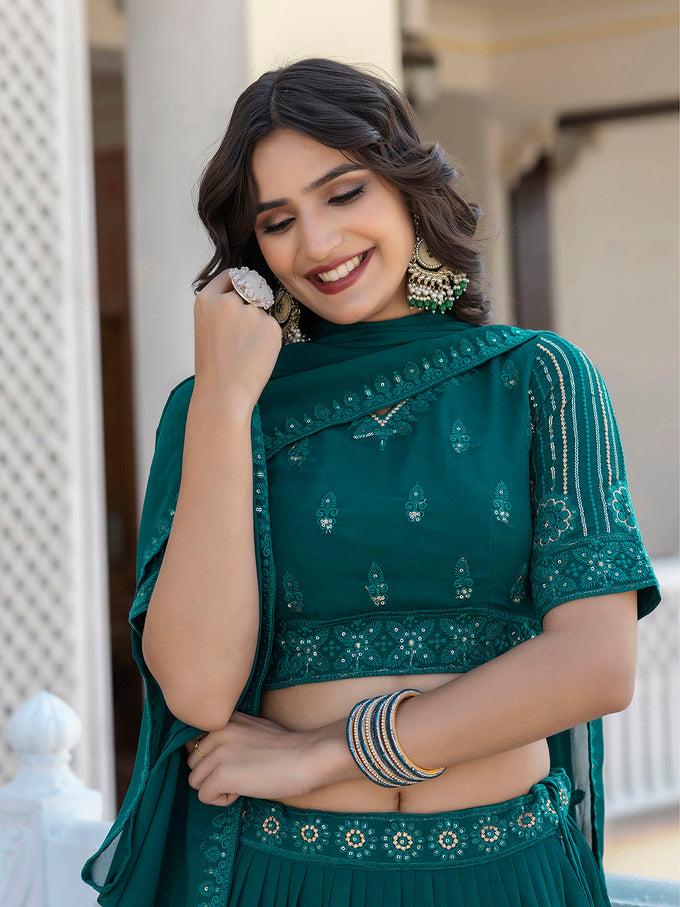 Women's Georgette Embroidery Lehenga Choli with Dupatta | Bridal Wedding Lehenga Choli for women Trendmalls