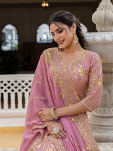 Light Pink Georgette Sequin Embroidery Lehenga Choli Dupatta Set ( SemiStitch ) Trendmalls