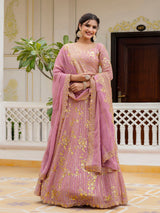 Light Pink Georgette Sequin Embroidery Lehenga Choli Dupatta Set ( SemiStitch ) Trendmalls