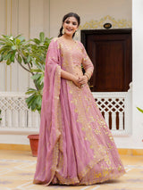 Light Pink Georgette Sequin Embroidery Lehenga Choli Dupatta Set ( SemiStitch ) Trendmalls