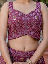 Pink Women's Art Silk Sequin Embroidery Work Lehenga Choli Dupatta Set Trendmalls