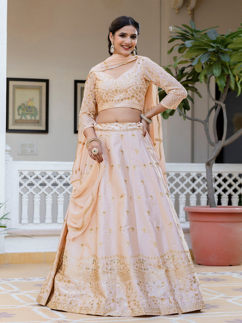 Satin Embroidery Lehenga Choli with Dupatta | Bridal Party Stylish Wedding Lehenga Choli for women Trendmalls