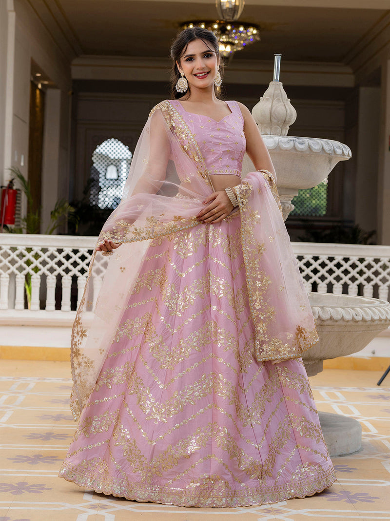 Satin Embroidery Lehenga Choli with Dupatta | Bridal Party Stylish Wedding Lehenga Choli for women Trendmalls