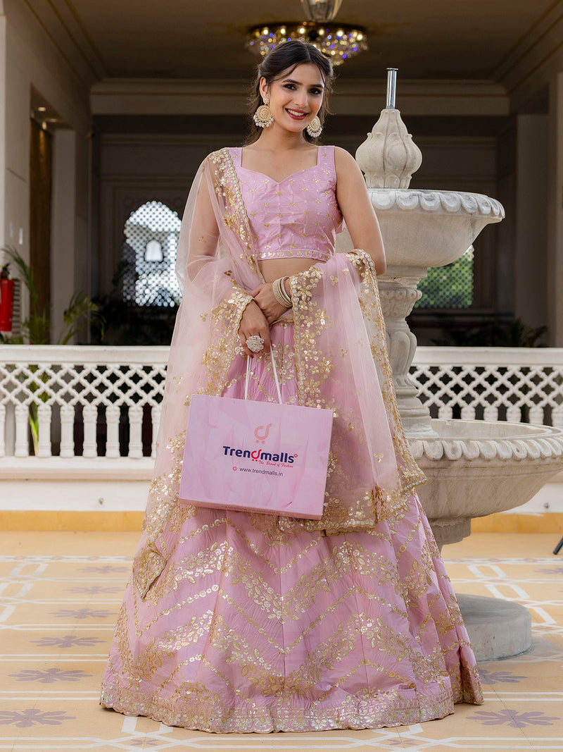 Satin Embroidery Lehenga Choli with Dupatta | Bridal Party Stylish Wedding Lehenga Choli for women Trendmalls