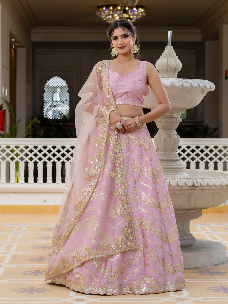 Satin Embroidery Lehenga Choli with Dupatta | Bridal Party Stylish Wedding Lehenga Choli for women Trendmalls