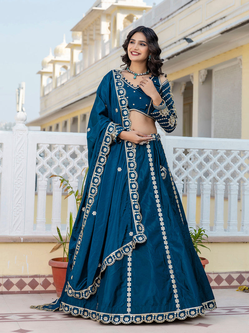 Art Silk Embroidery Work Lehenga Choli with Dupatta | Bridal Haldi Lehenga Choli for women Trendmalls