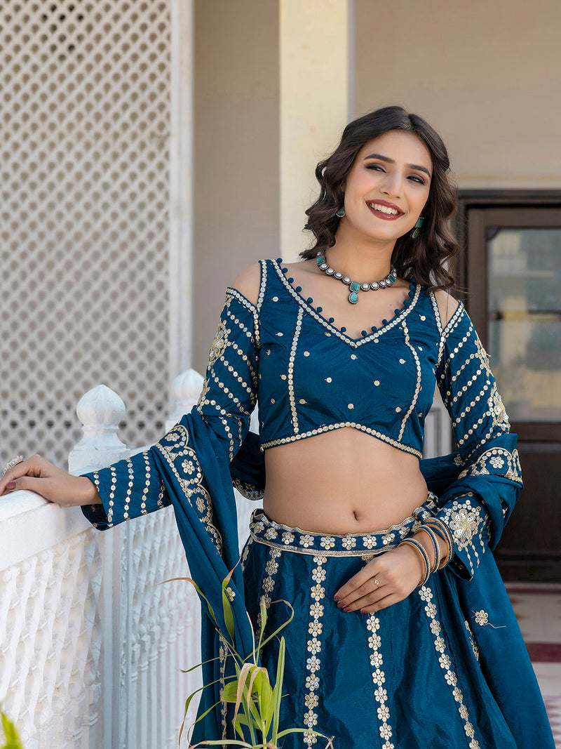 Art Silk Embroidery Work Lehenga Choli with Dupatta | Bridal Haldi Lehenga Choli for women Trendmalls