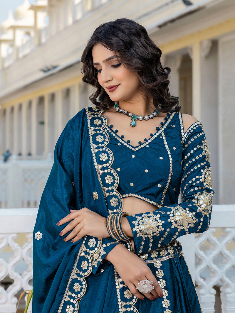 Art Silk Embroidery Work Lehenga Choli with Dupatta | Bridal Haldi Lehenga Choli for women Trendmalls