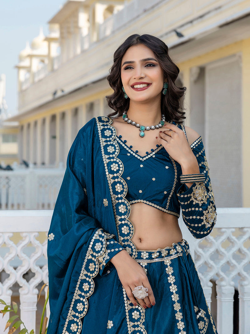 Art Silk Embroidery Work Lehenga Choli with Dupatta | Bridal Haldi Lehenga Choli for women Trendmalls