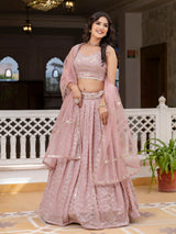 Light Pink Georgette Sequin Embroidery Work Lehenga Choli with Dupatta Trendmalls