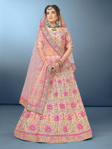 Light Pink Silk Heavy Embroidery work Bridal Lehenga Choli with Dupatta For Women Trendmalls