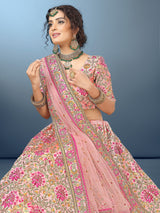 Light Pink Silk Heavy Embroidery work Bridal Lehenga Choli with Dupatta For Women Trendmalls