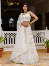 Women's Georgette Embroidery Lehenga Choli with Dupatta I Navratri Stylish Lehenga Choli for women Trendmalls