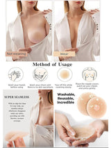 Nipple Cover - Sticky Adhesive Silicone Nipple Pasties - Reusable Pasty Nipple Covers for Women with Travel Box Trendmalls