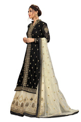 Black Georgette Net Embroidery Salwar Suit Set Kurta Lehenga with Dupatta For Women's Trendmallsin