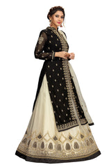 Black Georgette Net Embroidery Salwar Suit Set Kurta Lehenga with Dupatta For Women's Trendmallsin