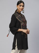 Cotton Embroidery Work Kurti 3/4 Sleeve Straight Kurta for Women Trendmalls