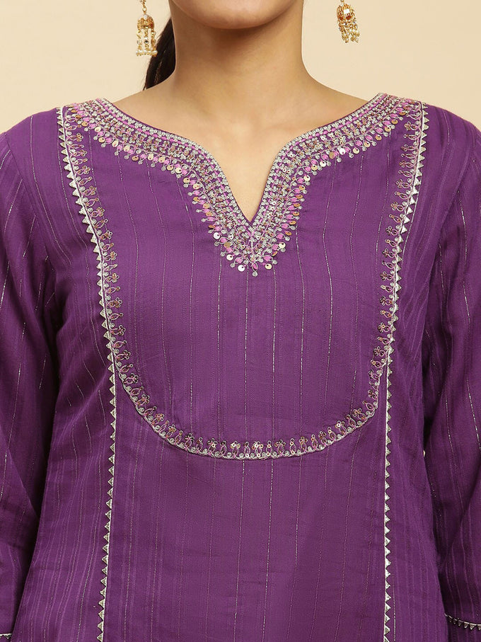 Cotton Embroidery Kurti 3/4 Sleeve Calf Length Stright Kurti for Women Trendmalls