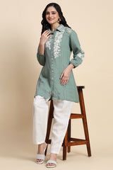 Women's Art Silk Embroidery Kurta - Puff Sleeve A line Short Kurti Style Tunic for Women Trendmallsin